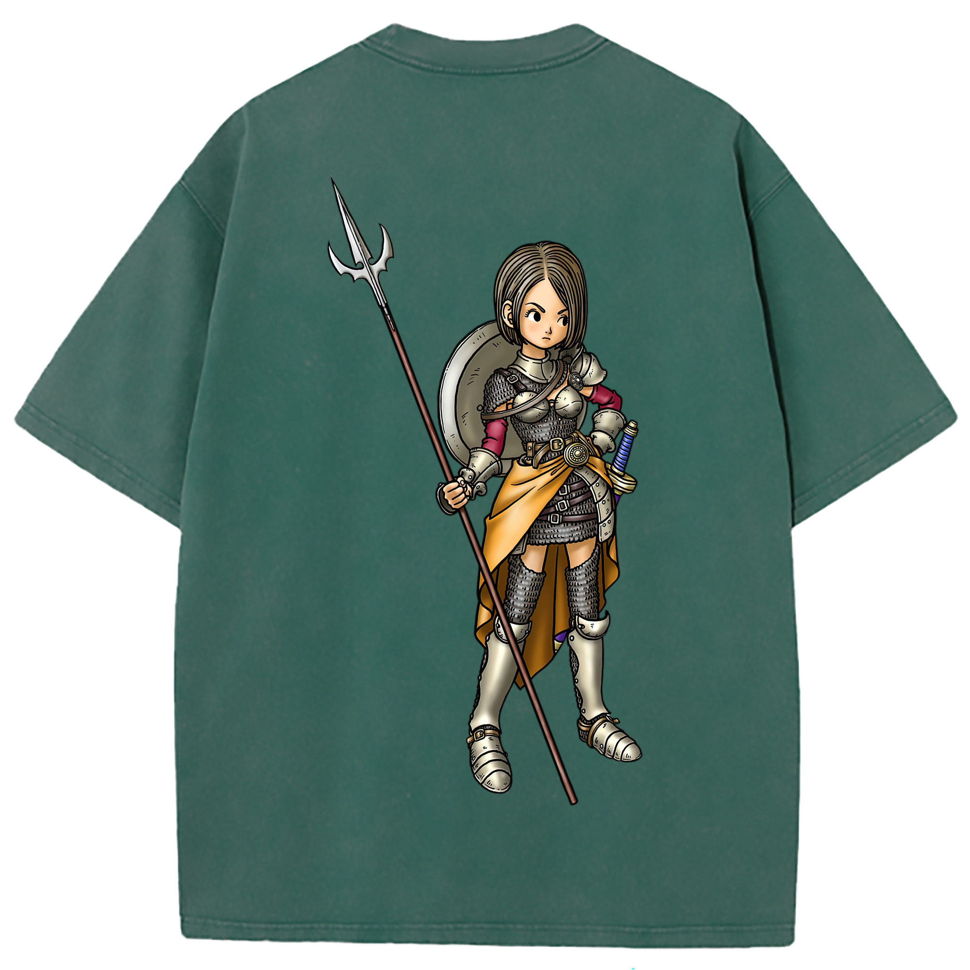 （画像用） ドラゴンクエスト Doragon Kuesuto Dragon Quest 綿100% ヴィンテージ風 半袖Tシャツ（背面プリント）